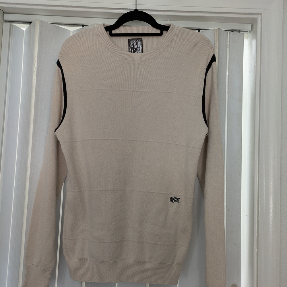 Volcom Men's Beige Crewneck Sweater 100% Cotton Sz M